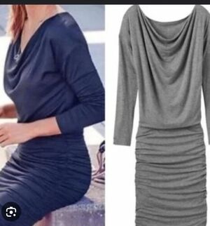 Athleta Gray Solstice Cowl Neck Wool Blend Dress